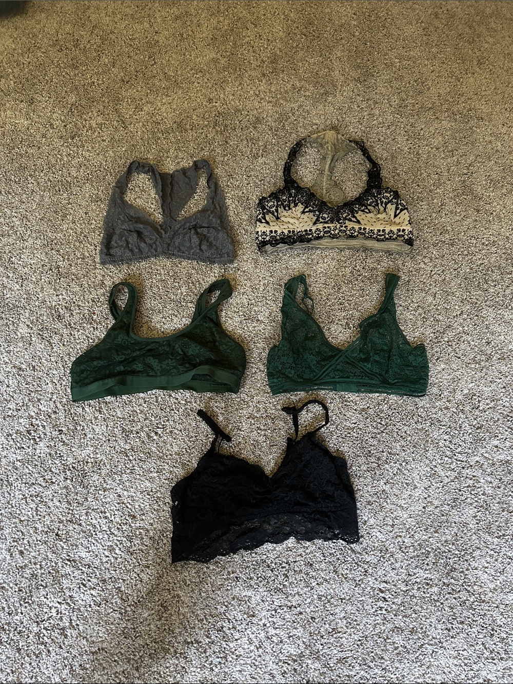 Bundle Victoria’s Secret Free People Aerie Lace Bralette Gray, Green, Tan, black